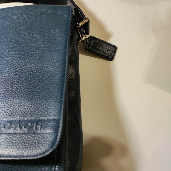 Genuine vintage COACH Camden  pebbled blue leather brief messenger bag like new - Picture 12 of 13